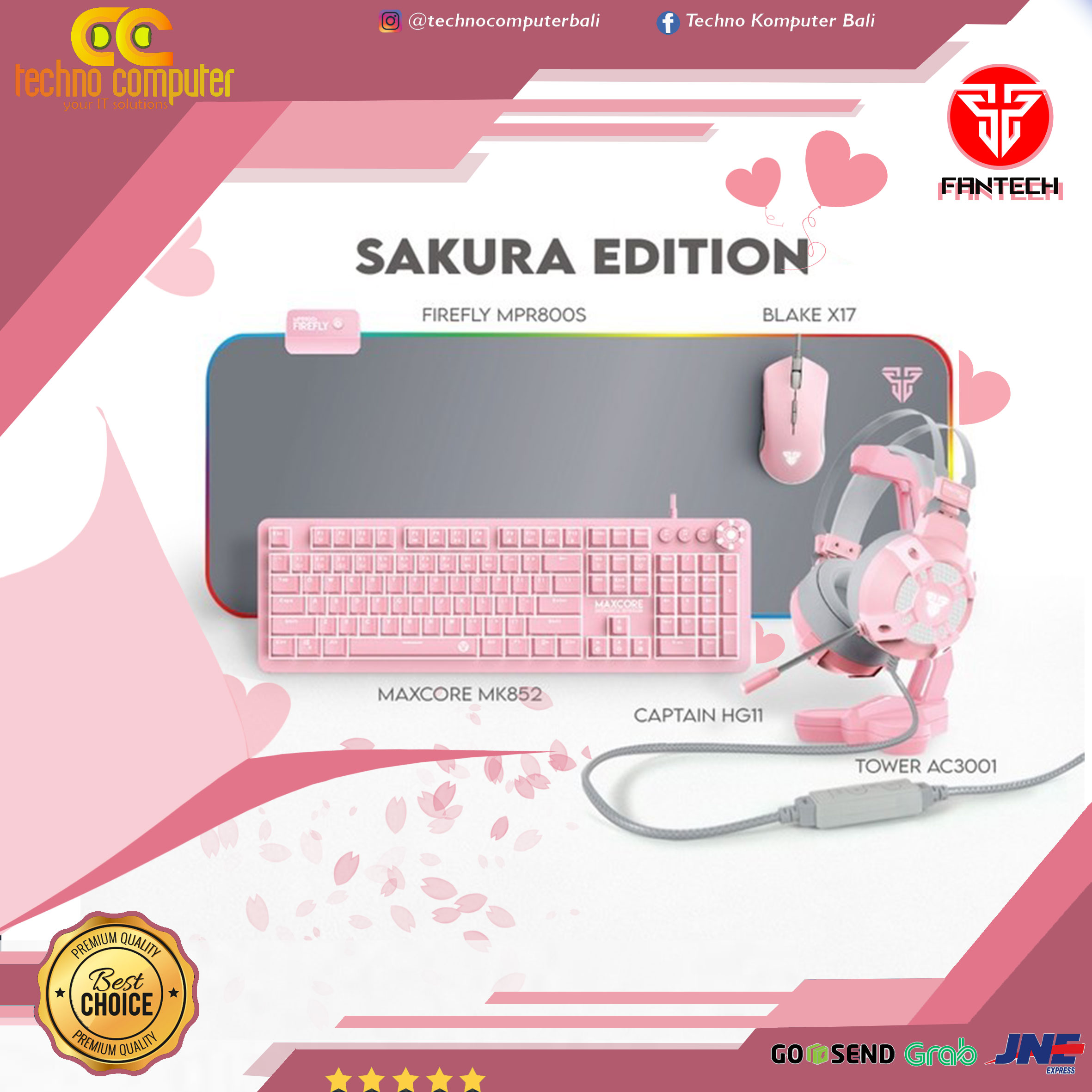 Fantech Sakura Pink Edition Bundle Set Gaming Gear