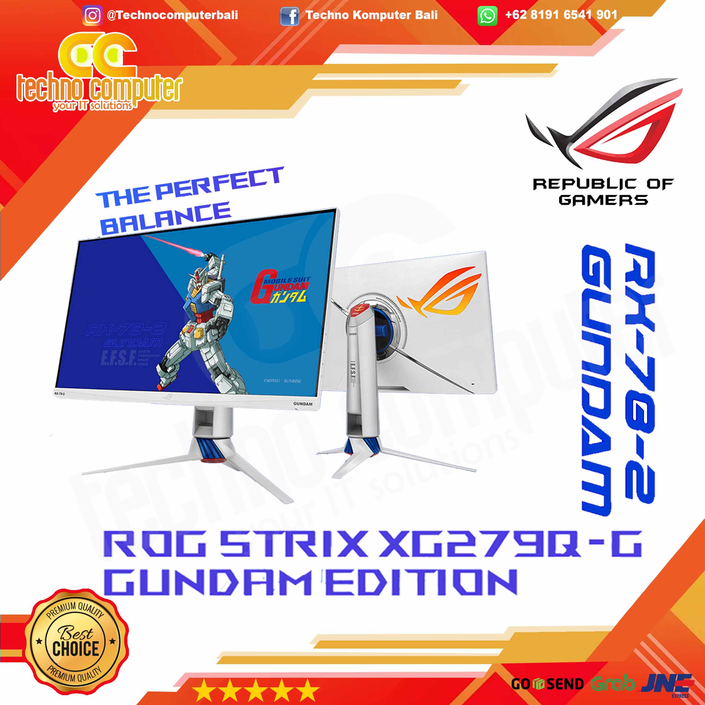 ASUS ROG STRIX XG279Q-G GUNDAM EDITION Gaming Monitor - 27 inch, WQHD (2560 x 1440), IPS, 170Hz, 1ms