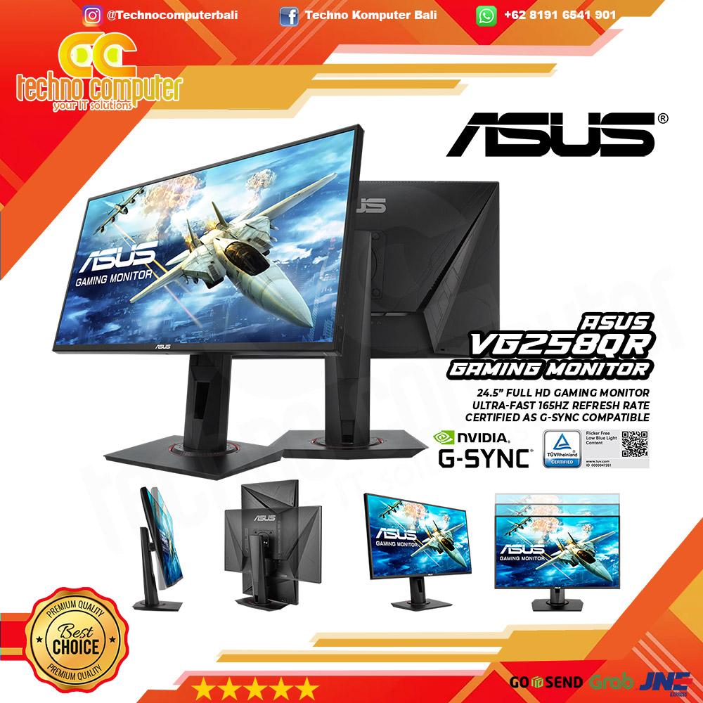ASUS VG258QR Gaming Monitor - 24.5 inch, FHD (1920 x 1080), TN, 165Hz, 0.5ms, G-Sync