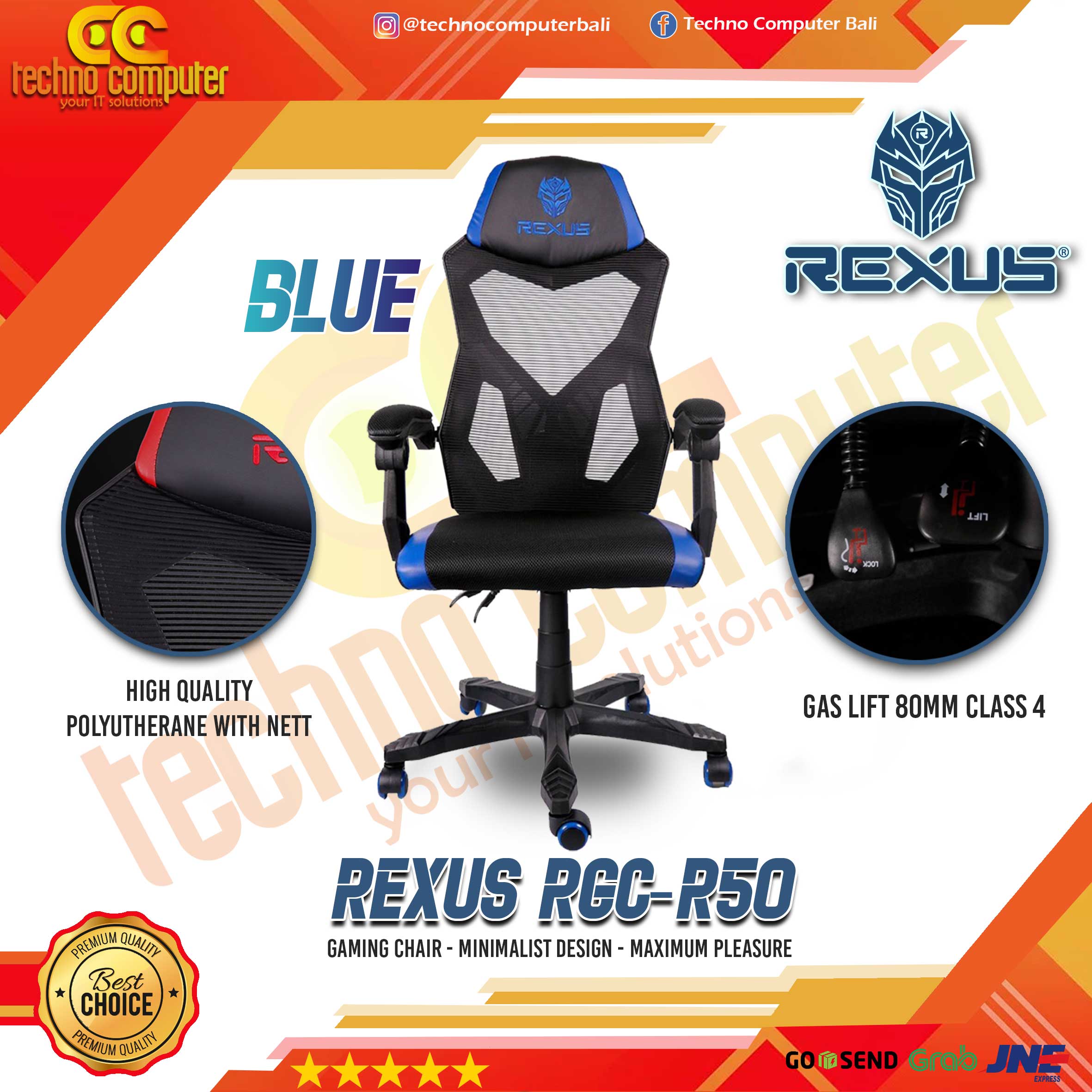 KURSI GAMING REXUS RGC-R50 GAMING CHAIR - BLUE