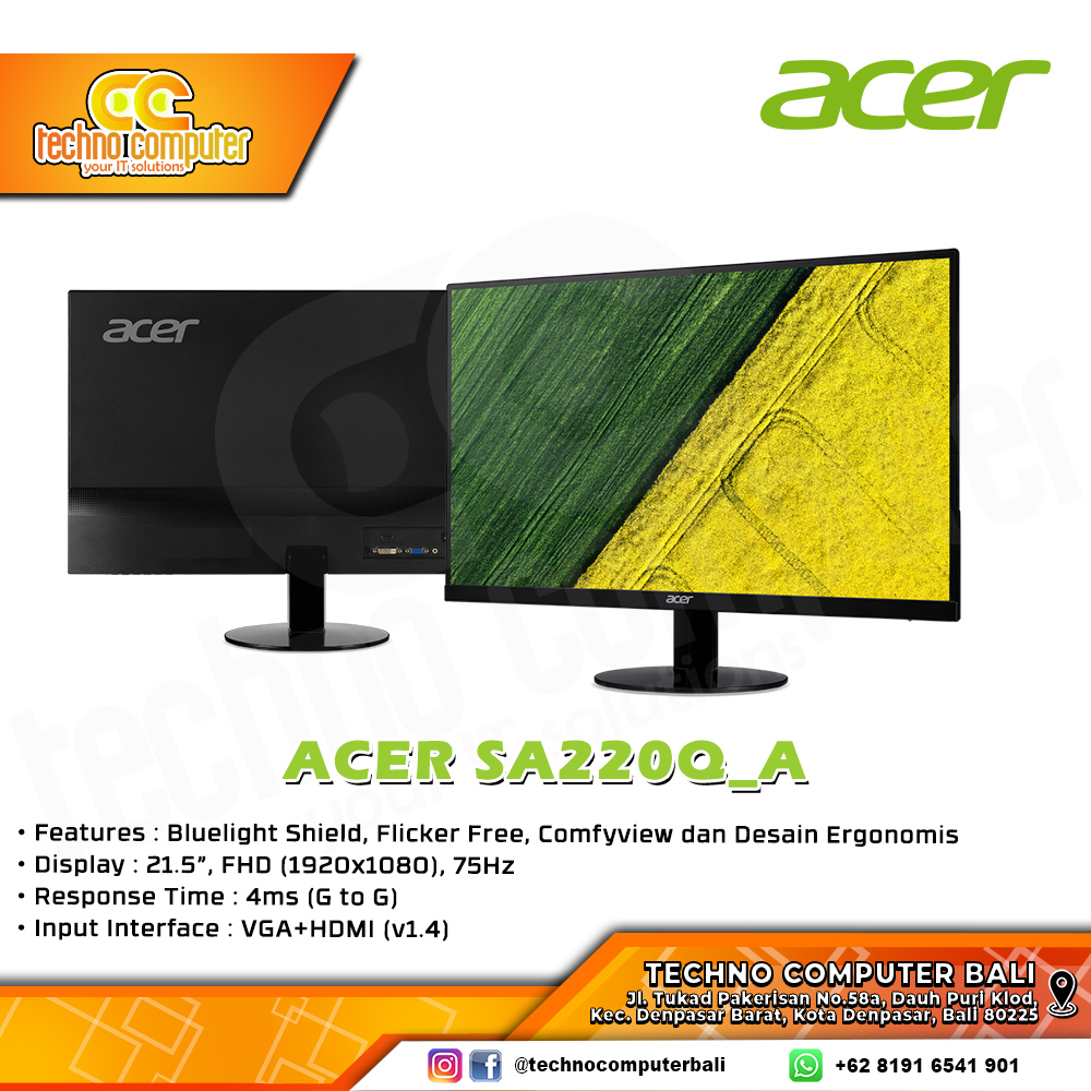 ACER SA220Q-A Gaming Monitor - 22 inch, FHD (1920 x 1080), IPS, 75Hz, 4ms, FreeSync