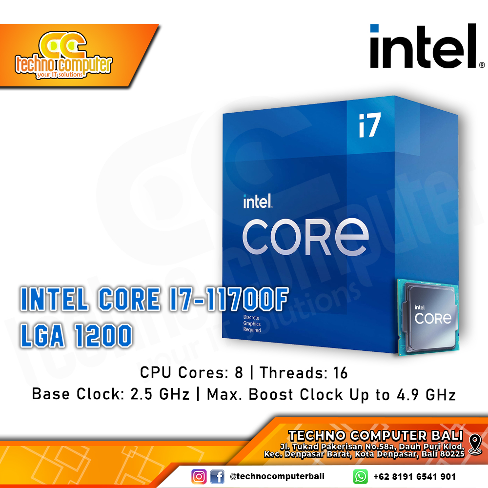 PROCESSOR INTEL CORE I7-11700F - 8 Cores 16 Threads Up to 4.9GHz