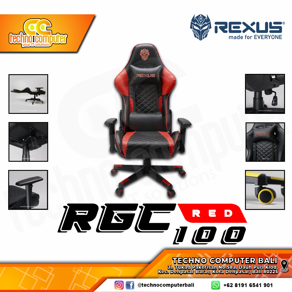 KURSI GAMING REXUS RGC-100 GAMING CHAIR - RED
