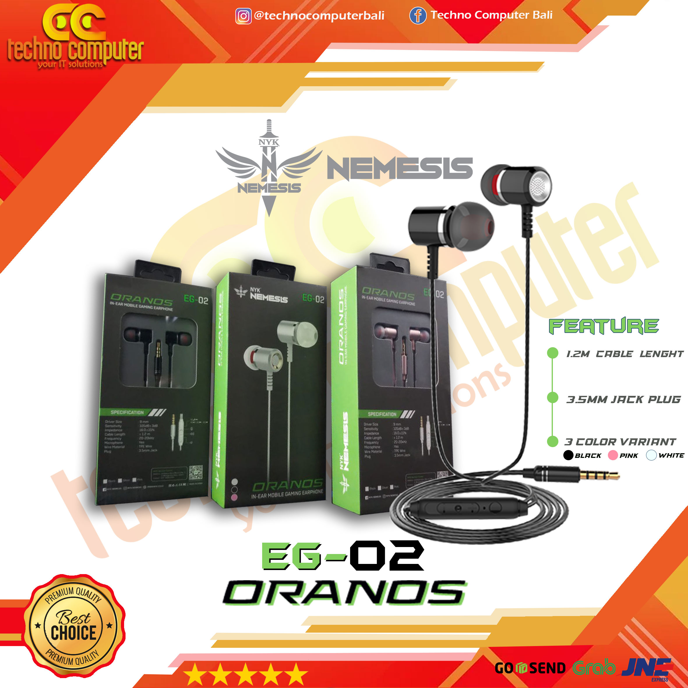 EARPHONE NYK EG-02 ORANOS - BLACK