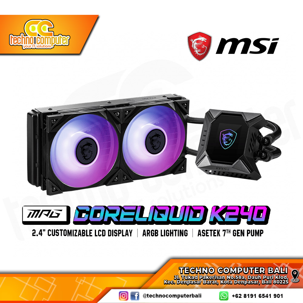 Msi Mpg Series Coreliquid K240, Rgb Cpu Liquid Cooler (Aio): MPG