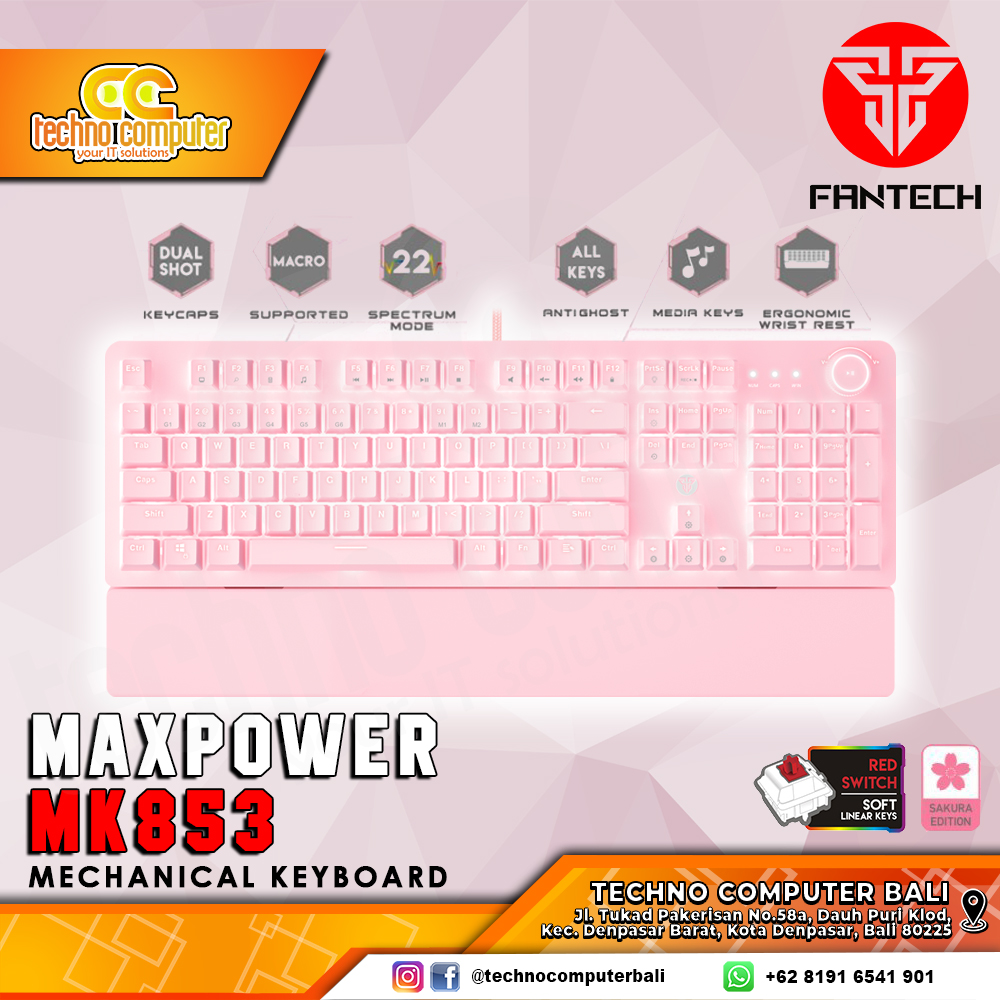 FANTECH MAXPOWER MK853 Sakura Edition - Mechanical Red Switch - Gaming Keyboard