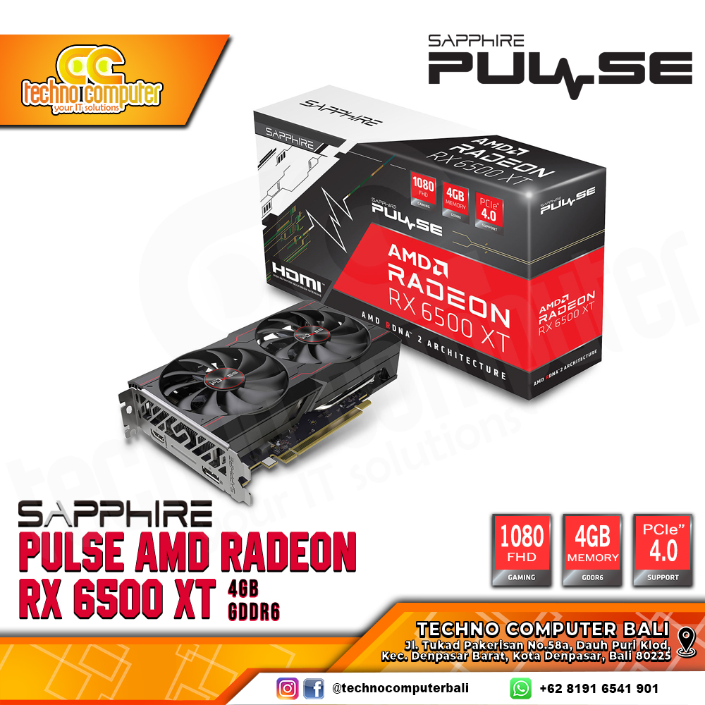 SAPPHIRE PULSE AMD Radeon RX 6500 XT OC 4GB DDR6