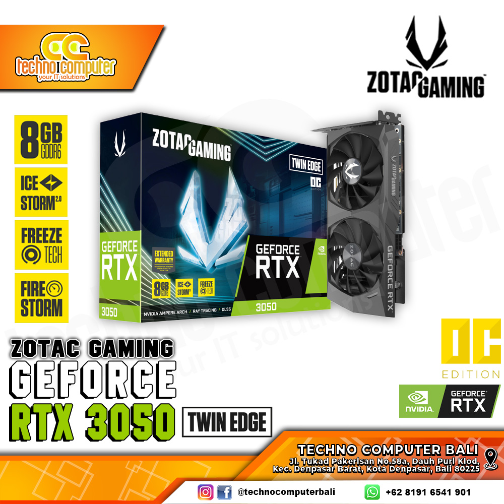 ZOTAC GAMING NVIDIA GeForce RTX 3050 Twin Edge OC Edition 8GB GDDR6