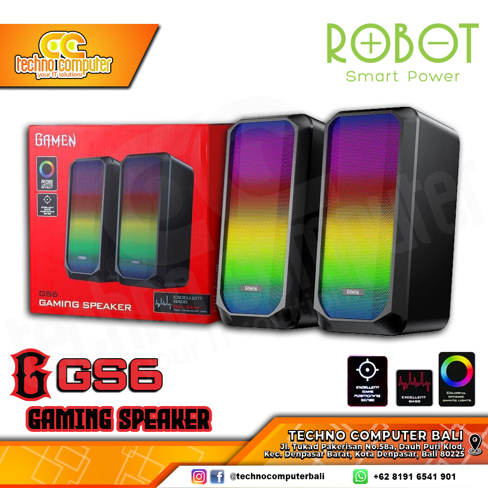 SPEAKER ROBOT GAMEN GS6 RGB - Stereo Gaming Speaker with RGB