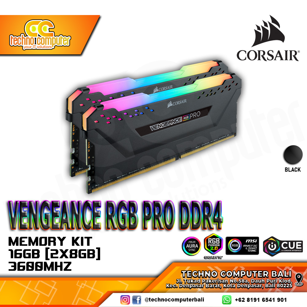 DDR4 CORSAIR VENGEANCE RGB PRO 16GB (2x8GB) Kit 3600Mhz