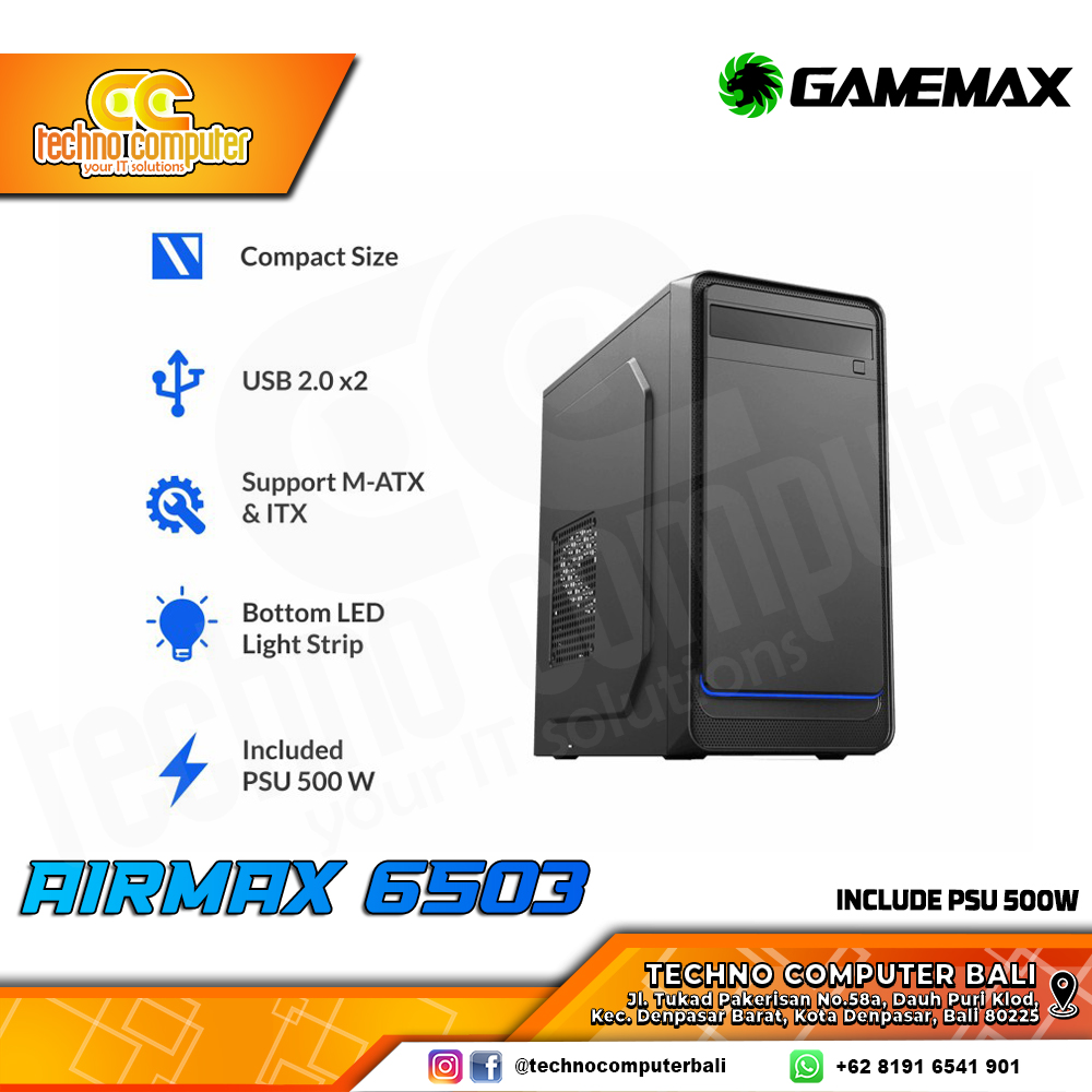 CASING GAMEMAX AIRMAX 6503 - Mid Tower mATX Case (PSU 500w)