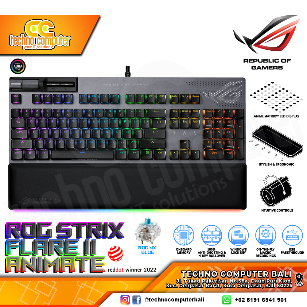 ASUS ROG Strix Flare II Animate - Mechanical NX Blue Switch - Gaming Keyboard
