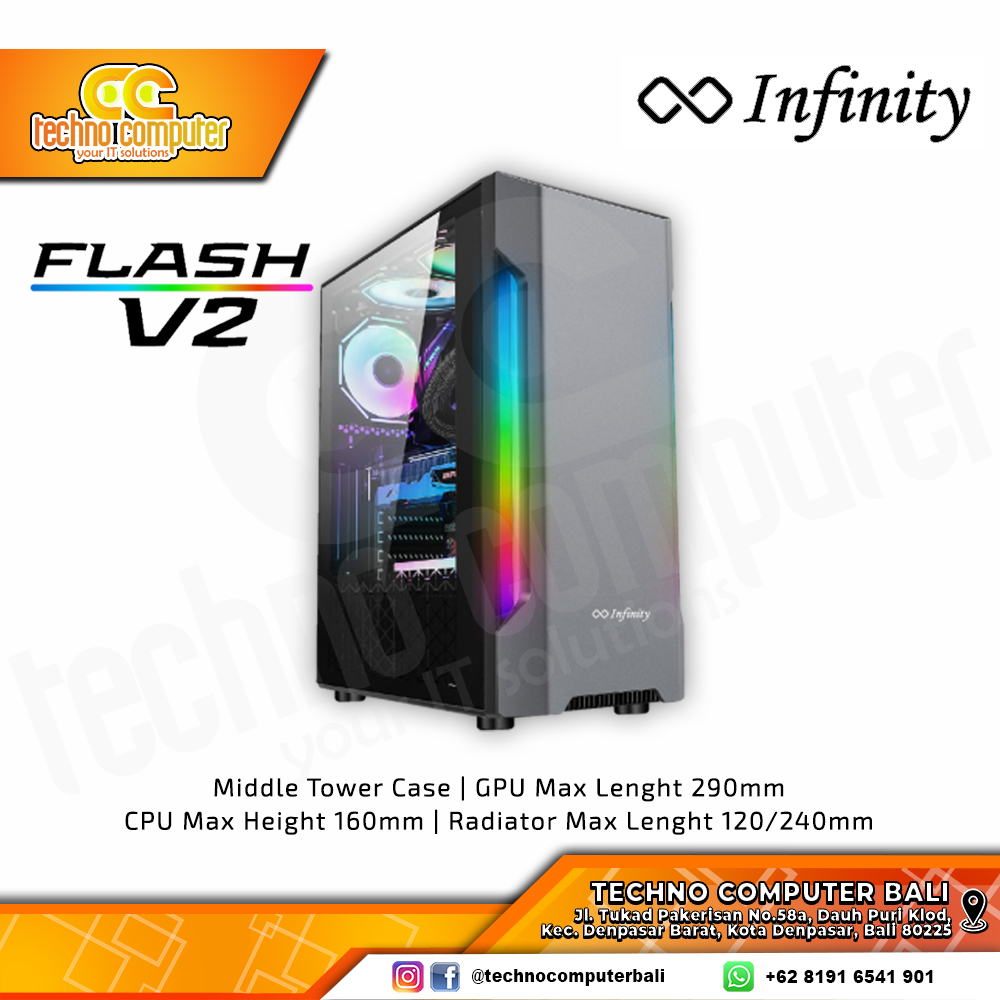 CASING INFINITY FLASH V2 White - Mid Tower ATX Case Tempered Glass