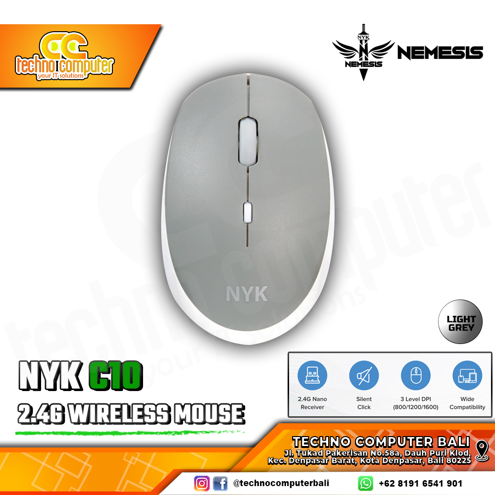 NYK C10 Wireless Grey - Office Mouse Wireless