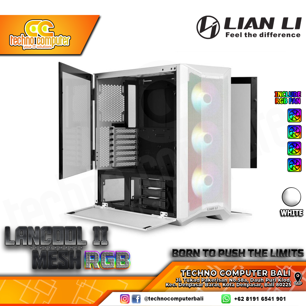 CASING LIAN LI LANCOOL II MESH RGB White - Mid Tower E-ATX Case Tempered Glass (Free 3x ARGB Fan)