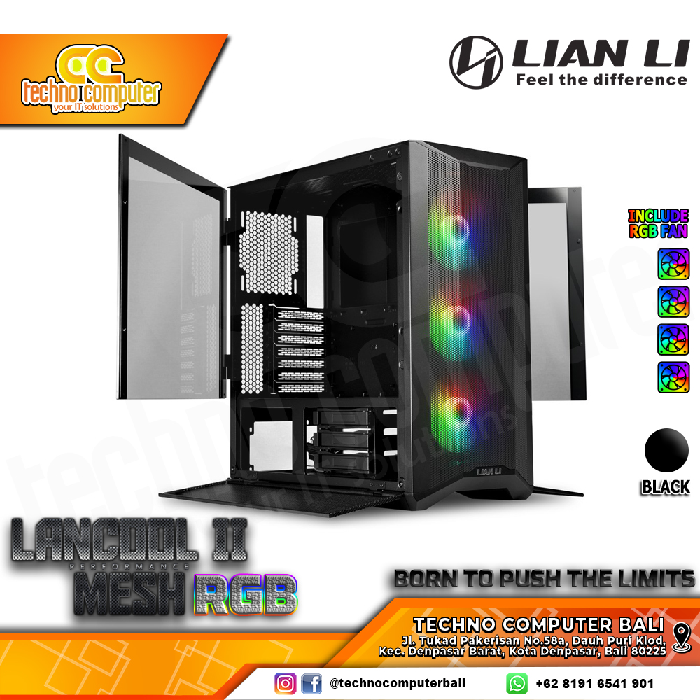 CASING LIAN LI LANCOOL II MESH RGB Black - Mid Tower E-ATX Case Tempered Glass (Free 3x ARGB Fan)