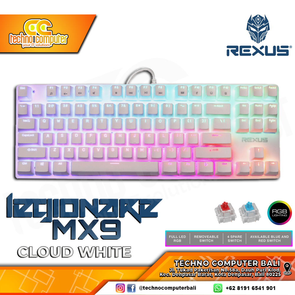 REXUS LEGIONARE MX9 TKL White - Mechanical Blue Switch - Gaming Keyboard