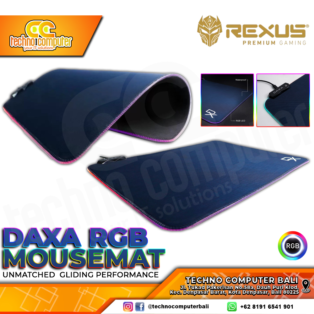 MOUSEPAD REXUS DAXA Mat Cordura RGB (483 x 456 x 5 mm) - Gaming Mouseppad