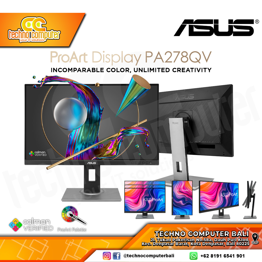 ASUS ProArt PA278QV Professional Monitor - 27 inch, WQHD (2560 x 1440), IPS, 100% sRGB