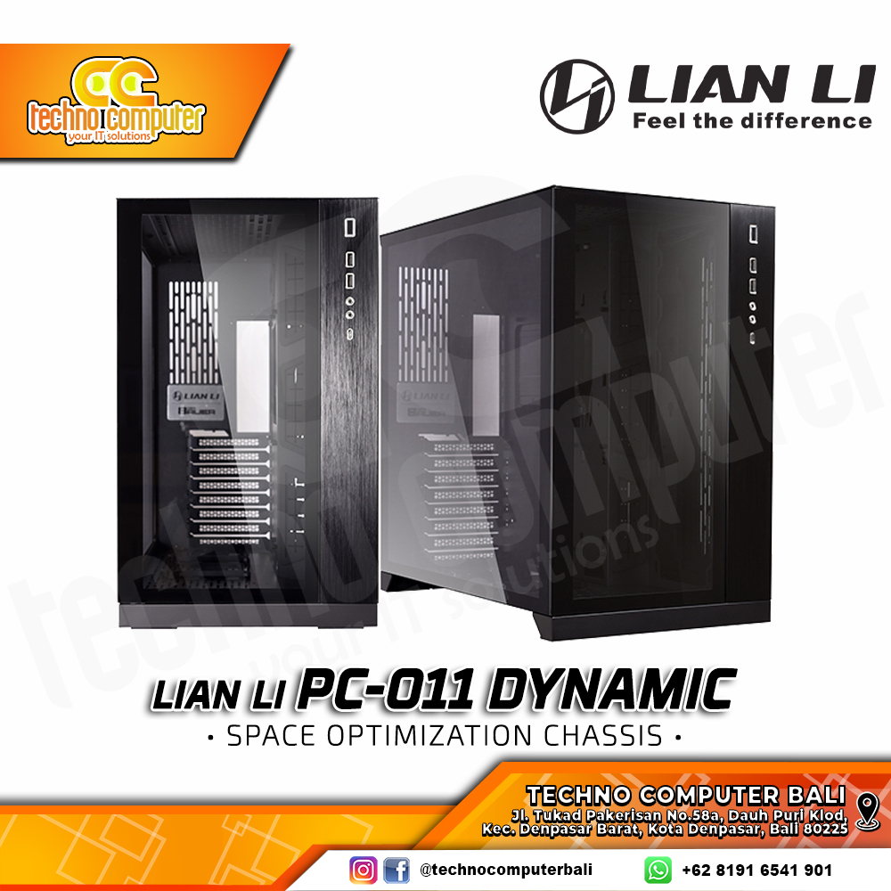 CASING LIAN LI O11 DYNAMIC Black - Mid Tower E-ATX Case Tempered Glass