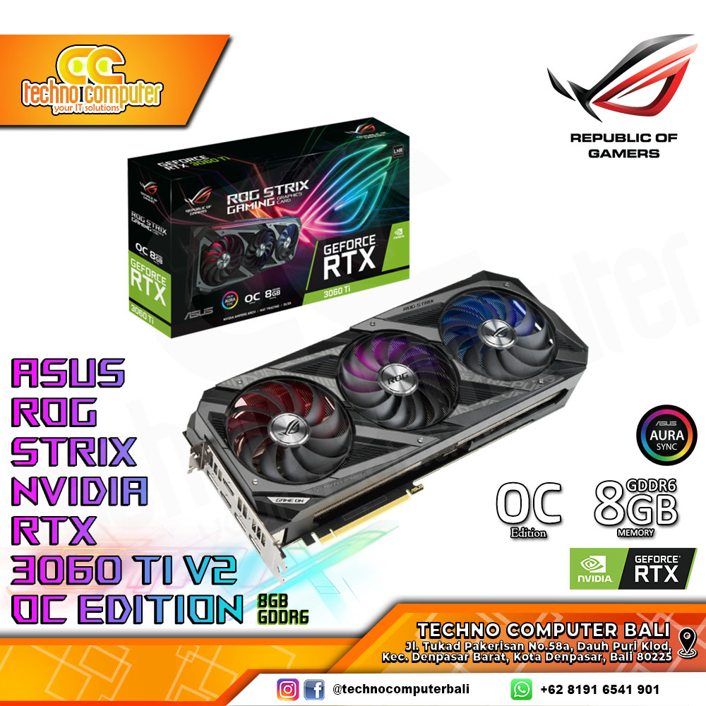 ASUS ROG STRIX NVIDIA GeForce RTX 3060 Ti V2 OC Edition 8GB GDDR6