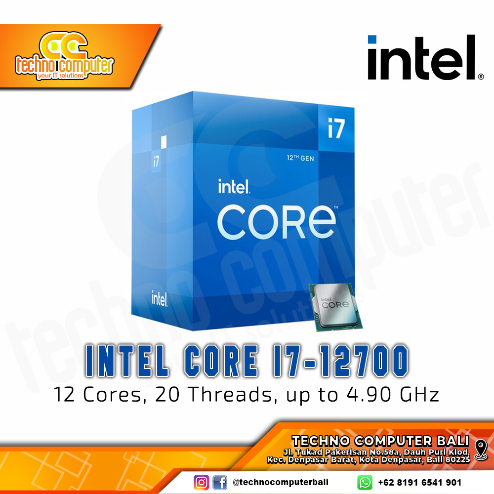 PROCESSOR INTEL CORE I7-12700 - 12 Cores 20 Threads Up to 4.9GHz - Socket LGA1700