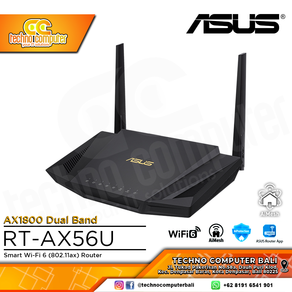 ROUTER ASUS RT-AX56U AX1800 Dual Band WiFi 6 Gigabit Wireless Router