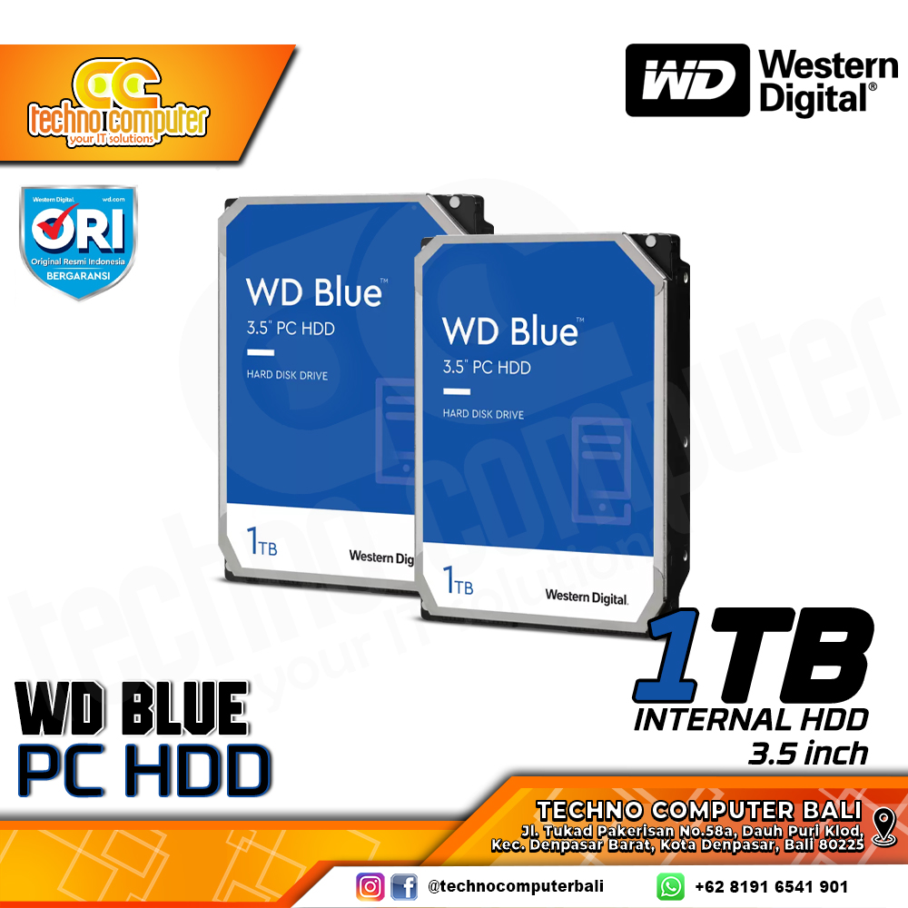 HDD INTERNAL PC 3.5 inch WD BLUE 1TB [WD10EZEX]