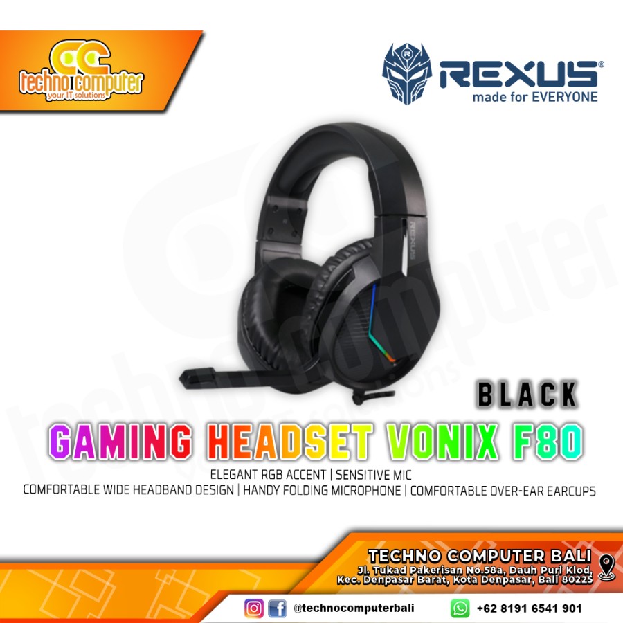 HEADSET REXUS VONIX F80 Black - Gaming Headset