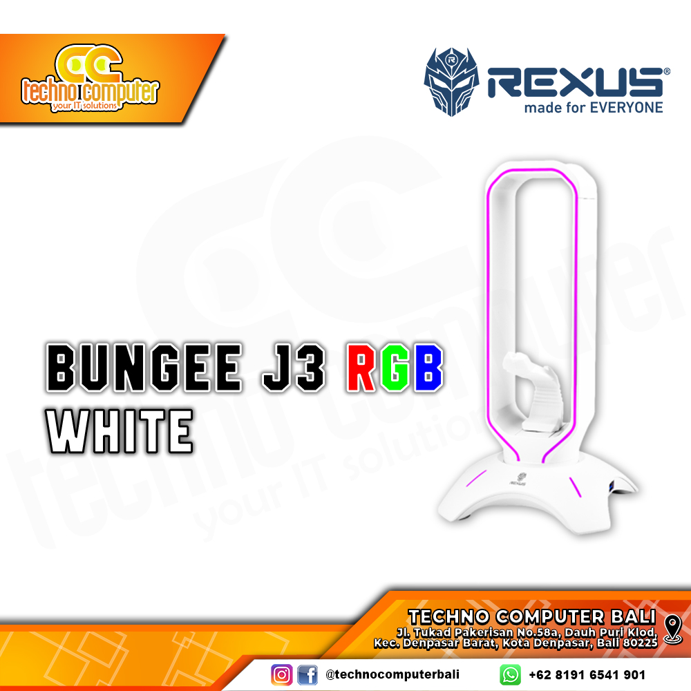 STAND HEADSET REXUS BUNGEE J3 WHITE RGB