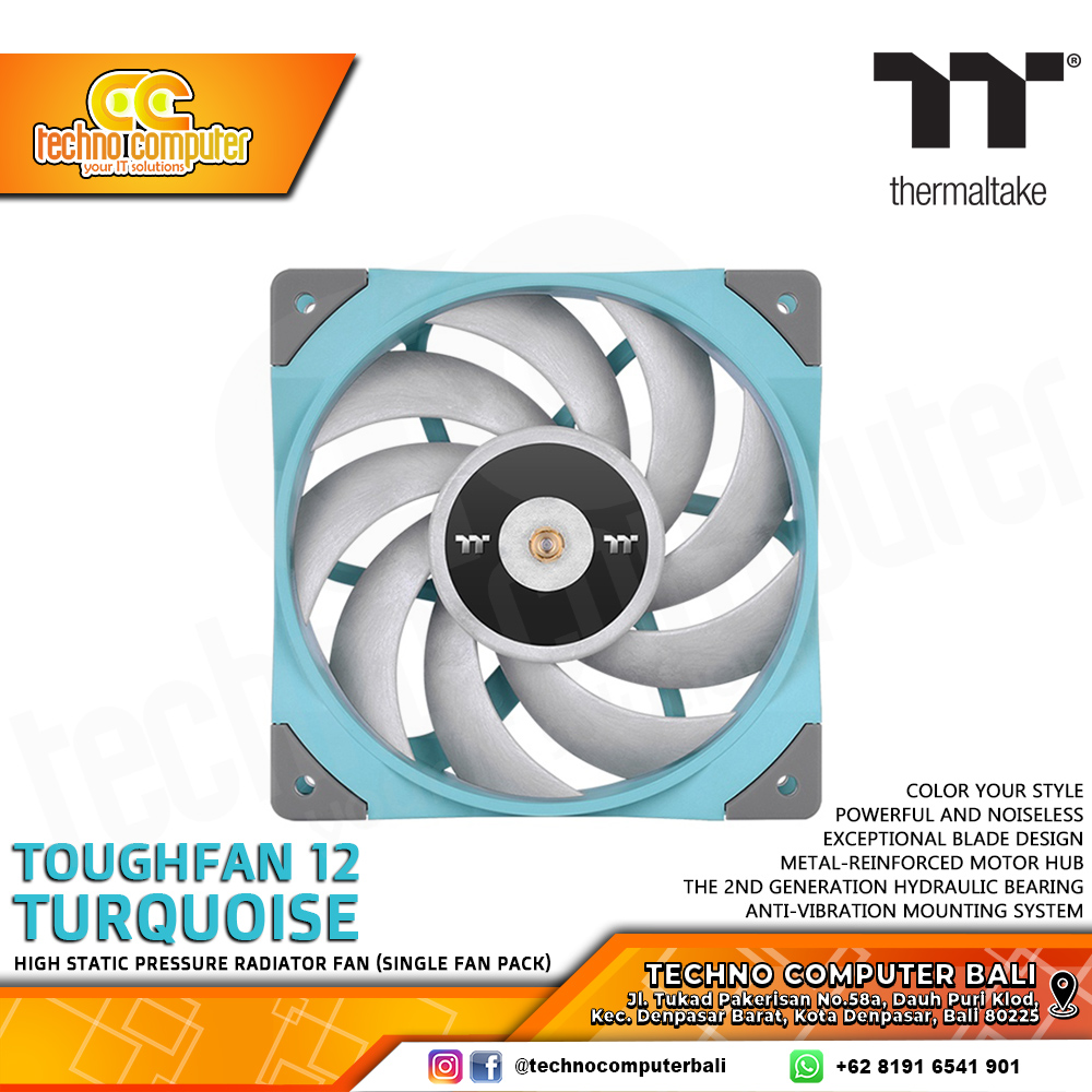 FAN CASING THERMALTAKE TOUGHFAN 12 Turquoise Radiator Fan - 120mm PWM Fan Single Pack