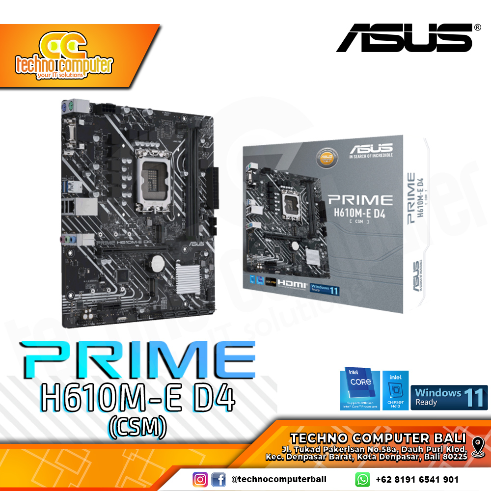 ASUS PRIME H610M-E D4 (CSM) - mATX, LGA1700, H610, DDR4