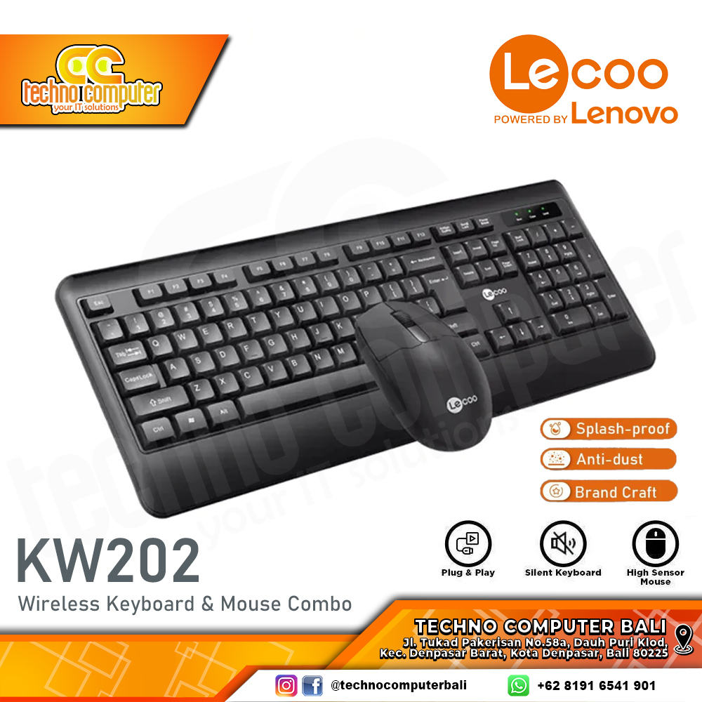 LECOO KW202 Wireless - Office Keyboard & Mouse Wireless