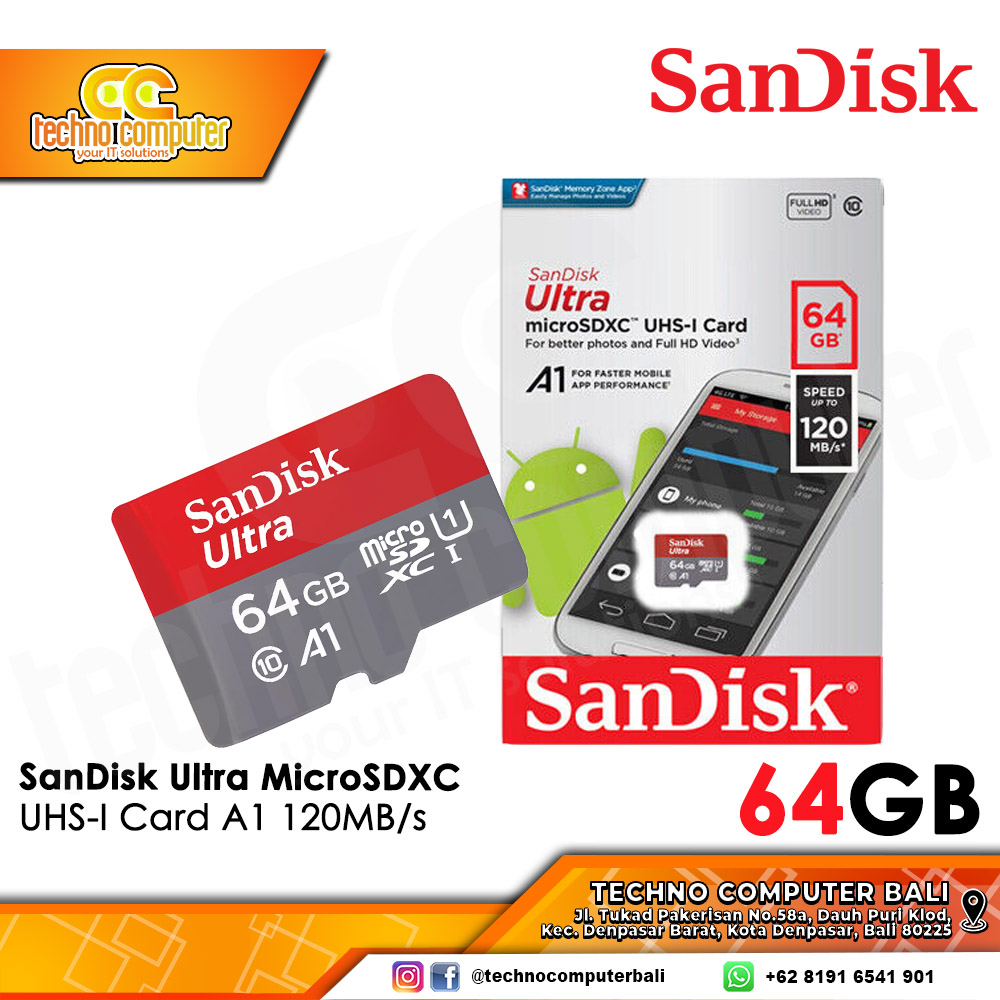 MEMORY CARD SANDISK ULTRA MICRO SDXC 64GB 120MB/s