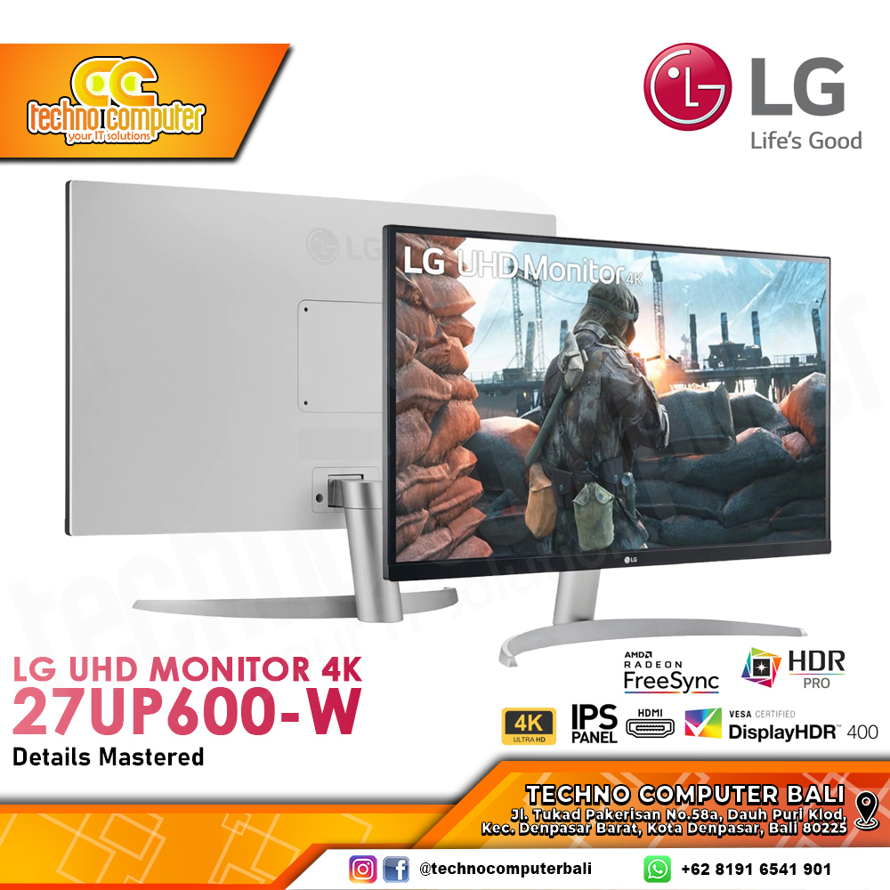 LG 27UP600-W LED Monitor - 27 inch UHD 4K (3840 x 2160), IPS, 60Hz