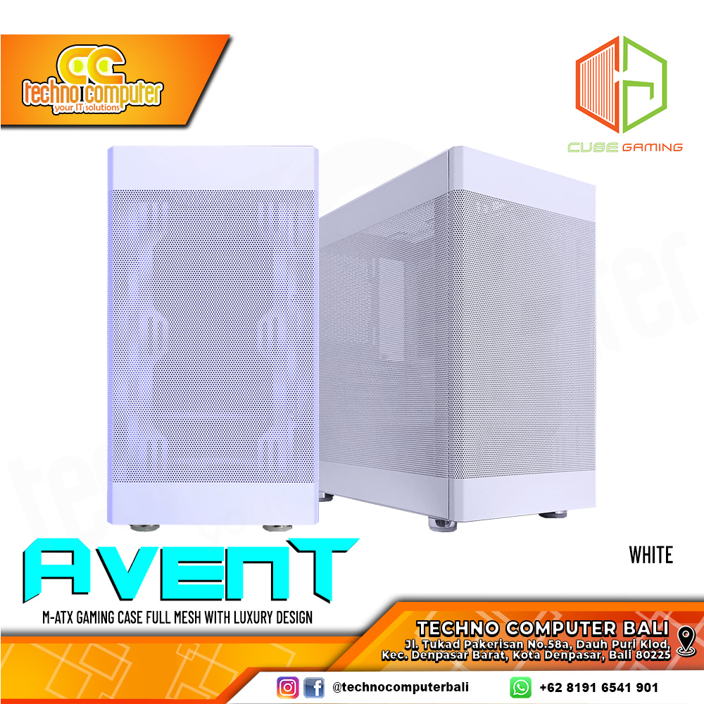 CASING CUBE GAMING AVENT White Mesh - Mid Tower mATX Case