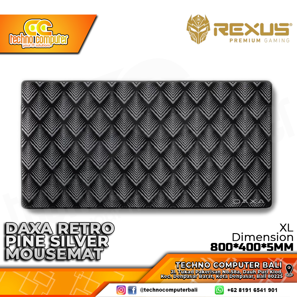 MOUSEPAD REXUS DAXA RETRO PINE SILVER XL (800 x 400 x 5mm) - Gaming Mousepad
