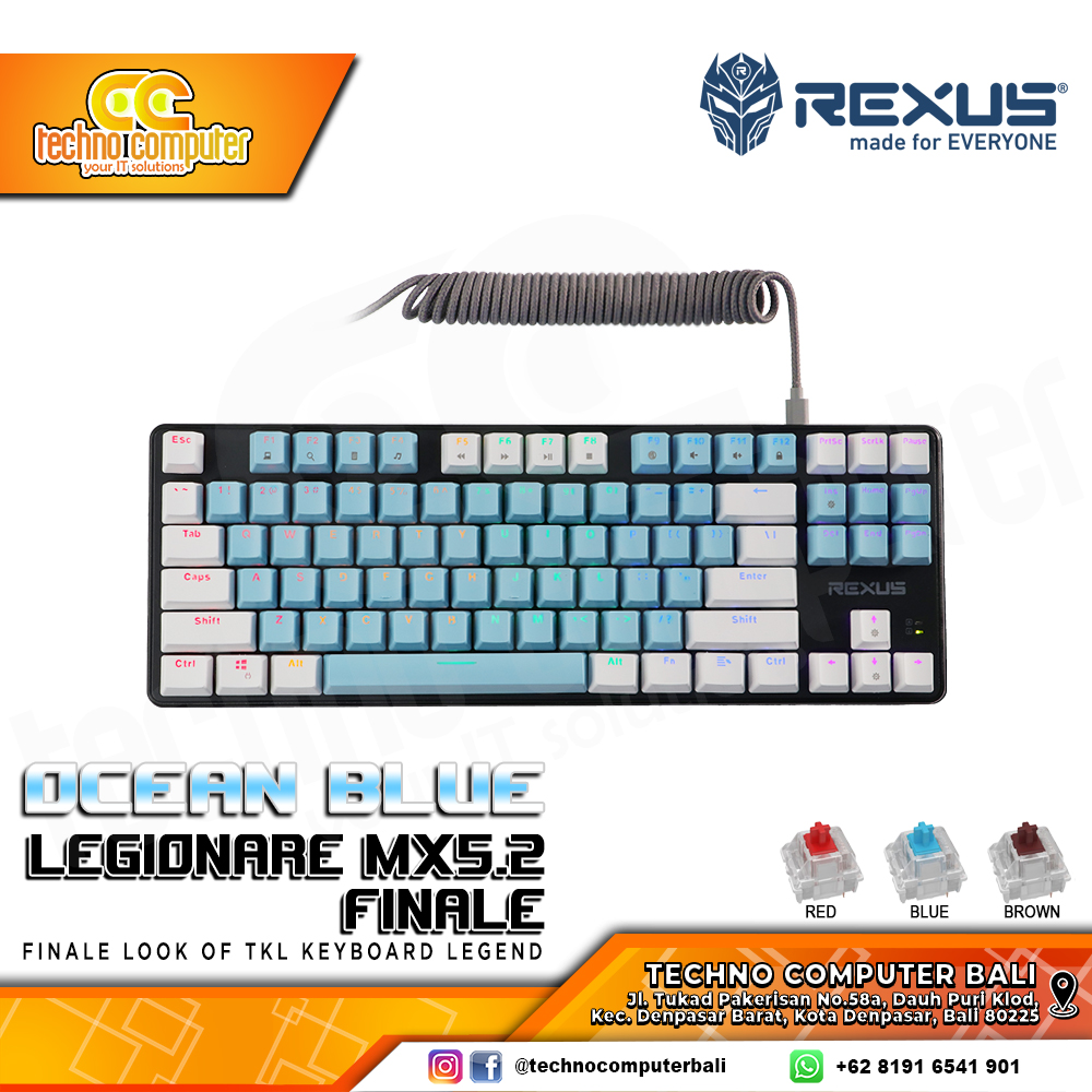 REXUS LEGIONARE MX5.2 FINALE TKL Blue/White - Mechanical Red Switch - Gaming Keyboard