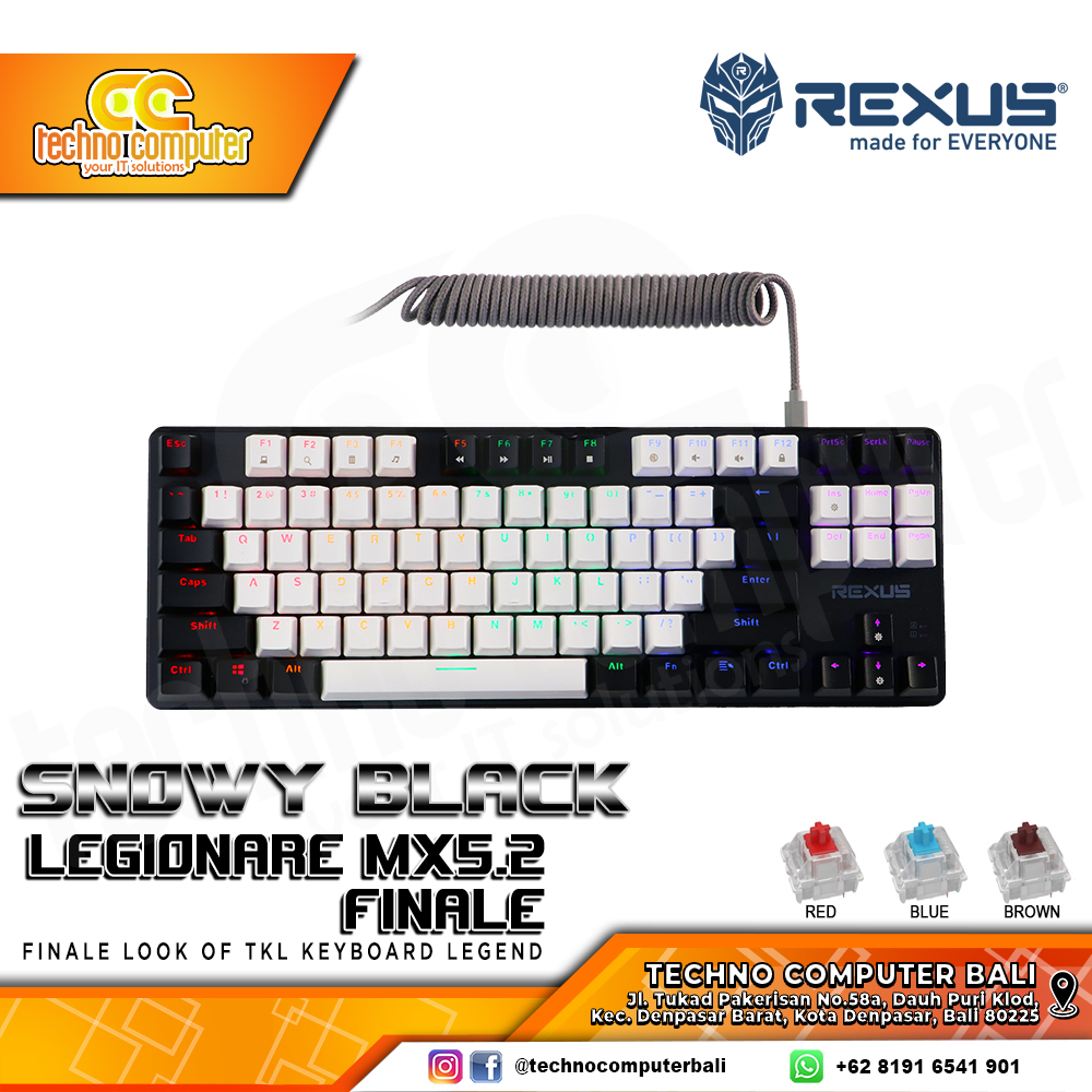 REXUS LEGIONARE MX5.2 FINALE TKL White/Black - Mechanical Blue Switch - Gaming Keyboard