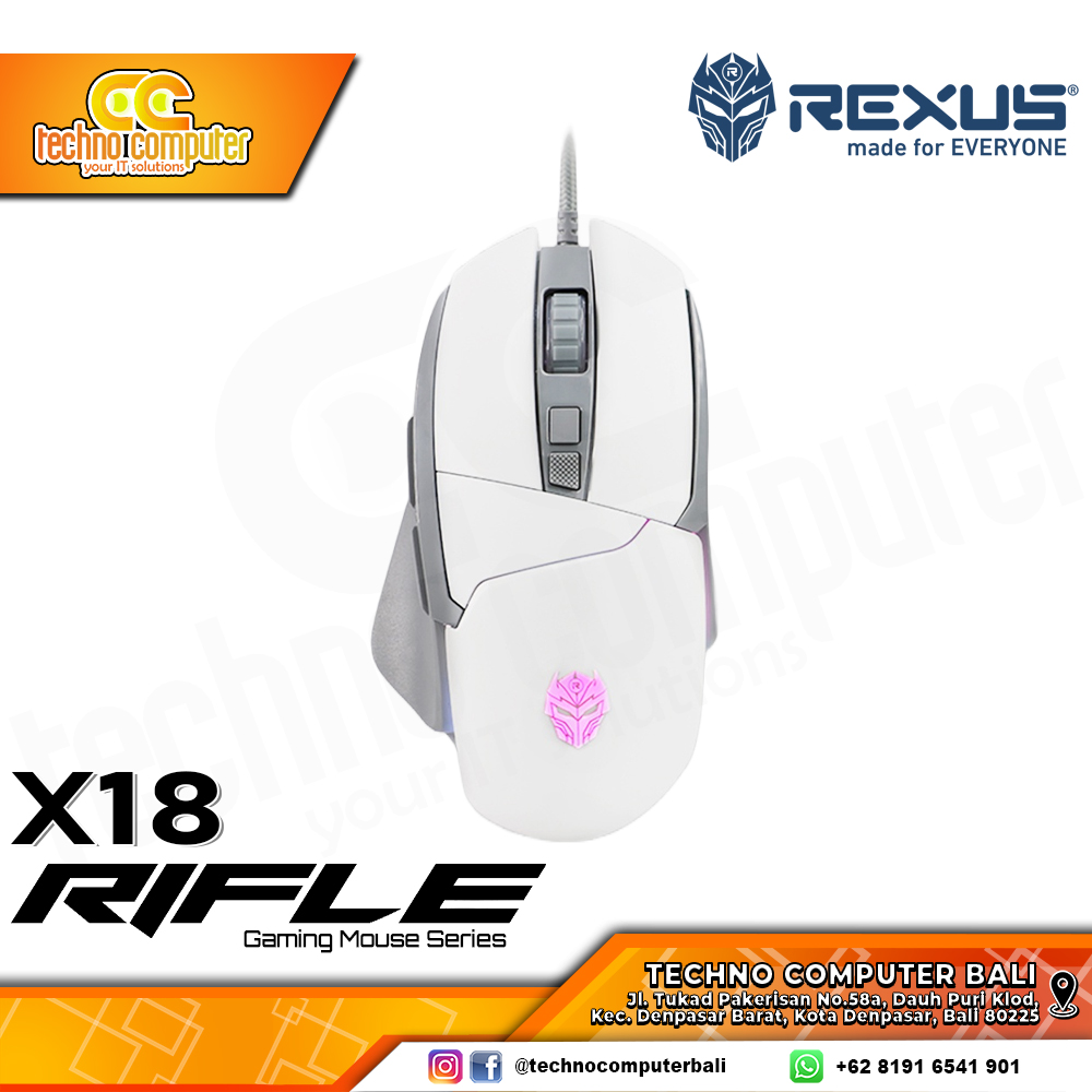REXUS XIERRA X18 RIFLE RGB White - Gaming Mouse