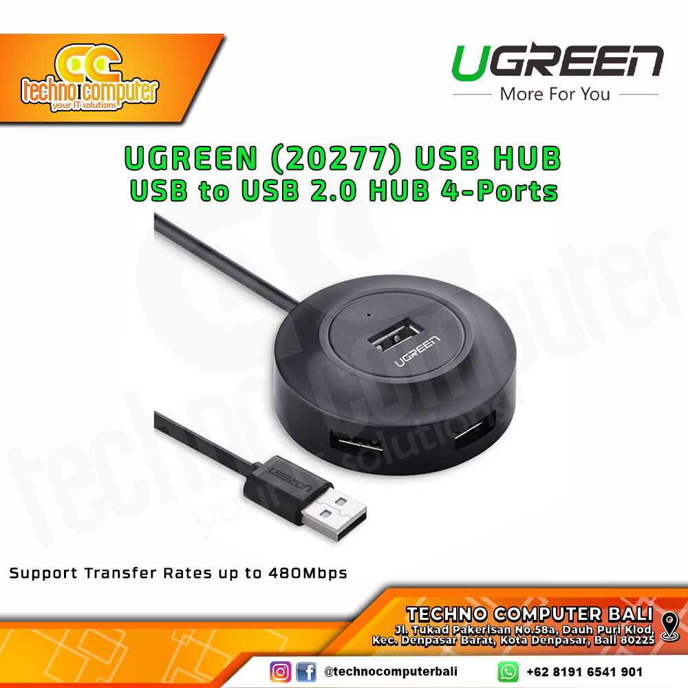 UGREEN USB HUB 2.0 4 Port - (20277) 1M