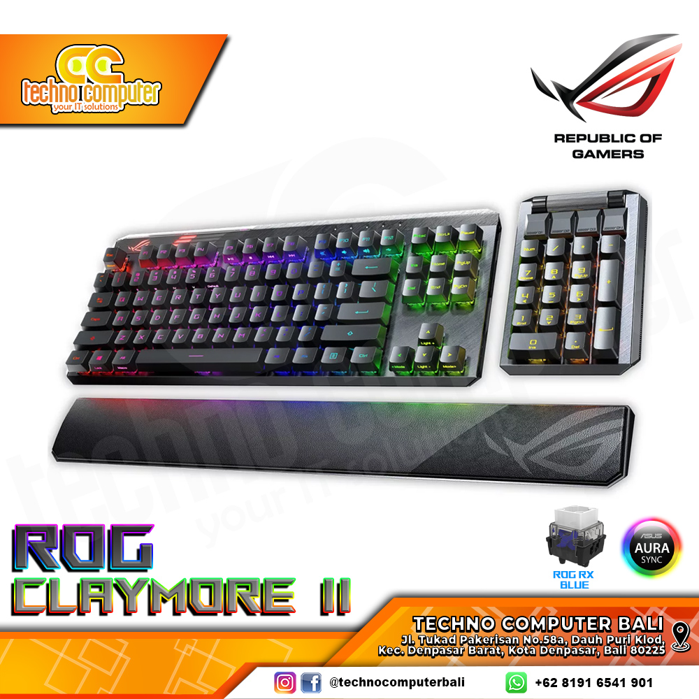 ASUS ROG CLAYMORE II - Mechanical RX Blue Switch - Gaming Keyboard