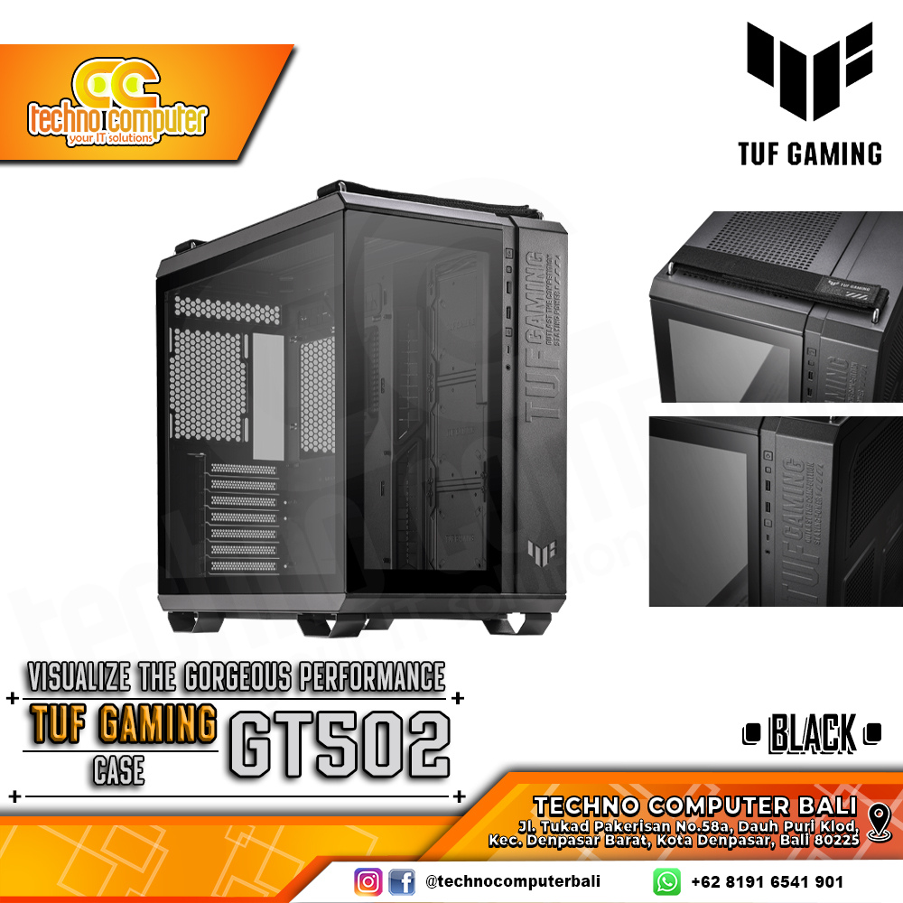 CASING ASUS TUF GAMING GT502 BLACK - Mid Tower ATX Case Tempered Glass
