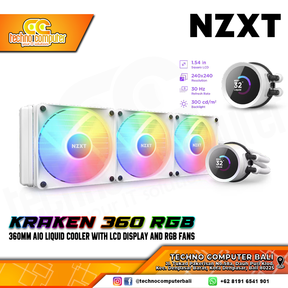 NZXT KRAKEN RGB White - CPU Cooler - 360mm AIO Liquid Cooler with LCD Display and RGB Fans