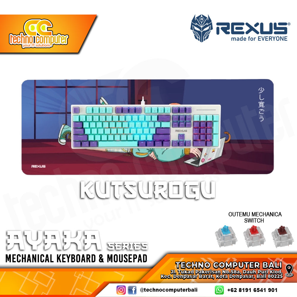 REXUS AYAKA Series Kutsurogu - Mechanical Blue Switch - Gaming Keyboard & Mousepad