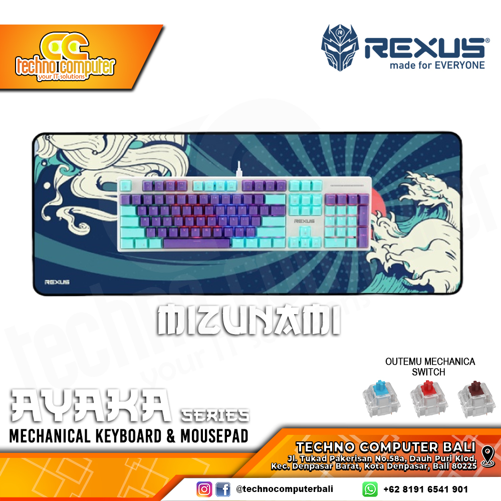REXUS AYAKA Series Mizunami - Mechanical Brown Switch - Gaming Keyboard & Mousepad