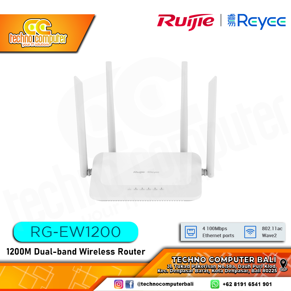 Router Wireless Dual-Band Ruijie Reyee RG-EW1200 - 1200Mbps, Coperta WiFi Stabile E Veloce