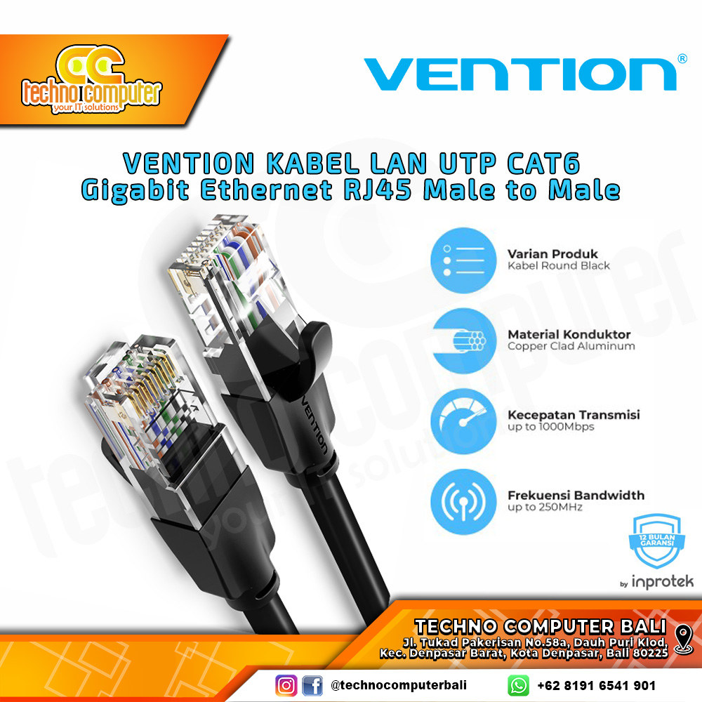 VENTION KABEL LAN Cat6 UTP Gigabit Ethernet RJ45 Round - IBE 15M