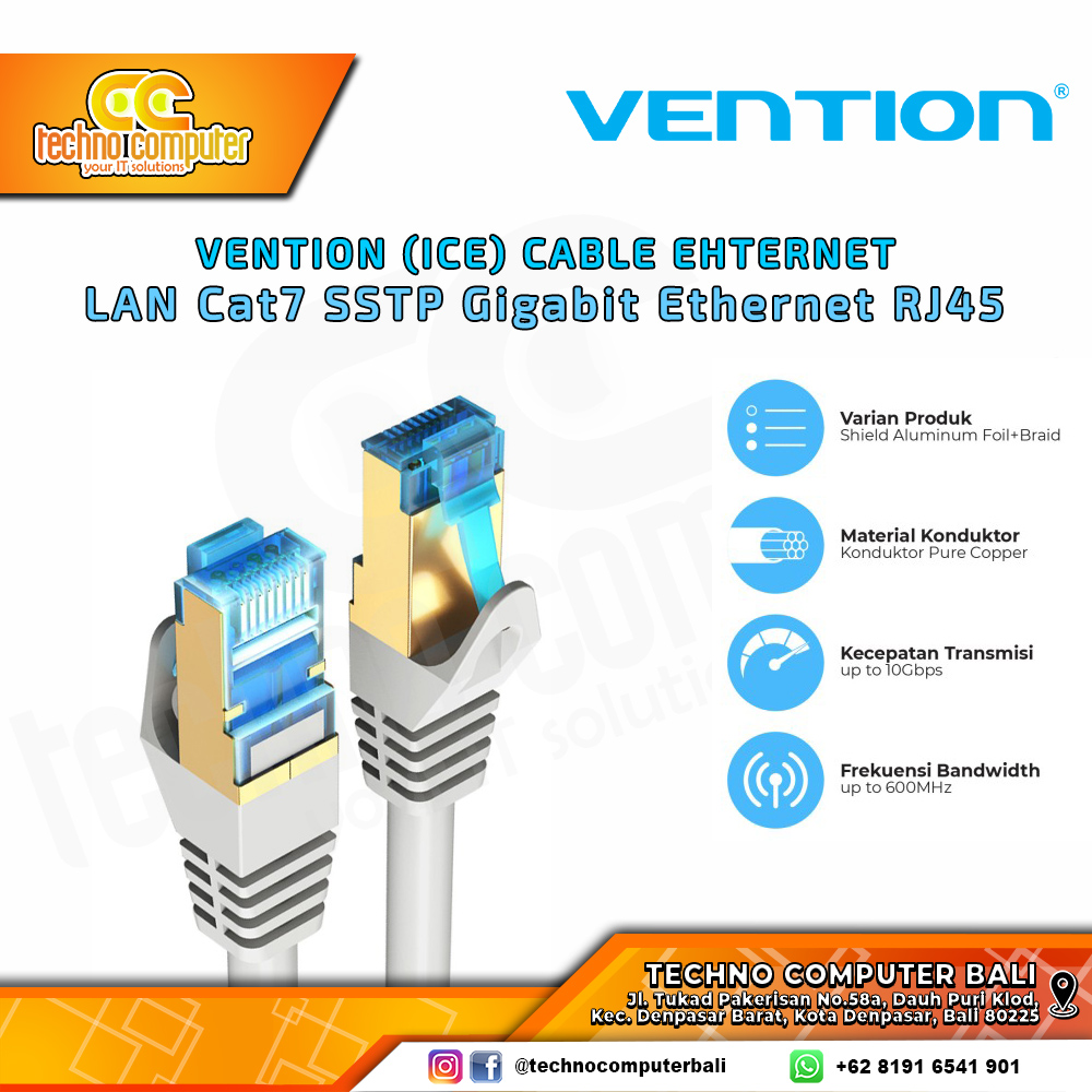 VENTION KABEL JARINGAN - LAN Cat7 SSTP Gigabit Network Patch - ICE 3M Grey