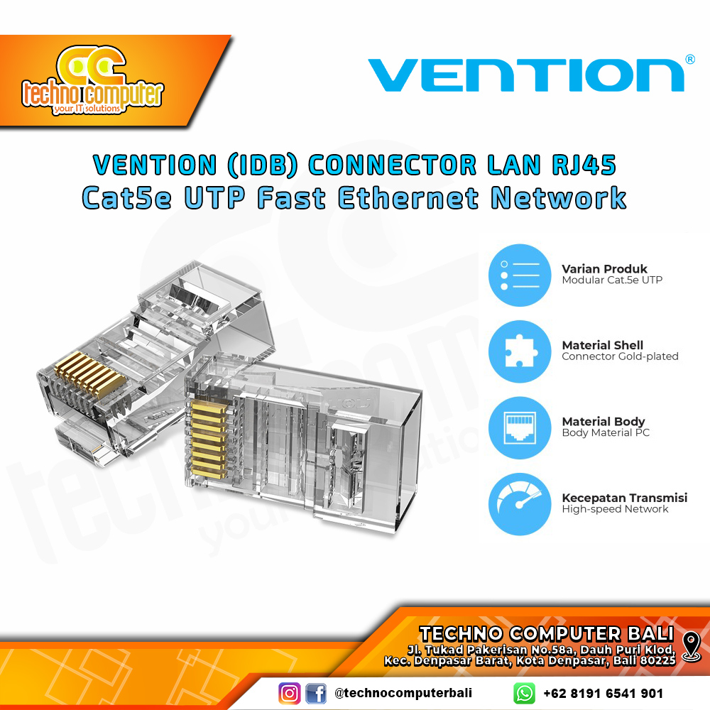 VENTION CONNECTOR LAN RJ45 - CAT5e UTP Fast Ethernet Modular Plug - IDB-50